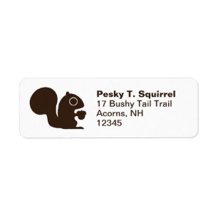 Woodland Squirrel met Nut Return Adreslabels Etiket