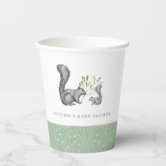 Woodland Squirrel Moeder & Baby shower Papieren Bekers (Voorkant)