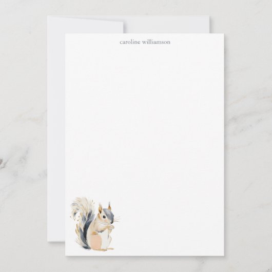 Woodland Squirrel Nature Personalized Stationery Notitiekaartje (Voorkant)