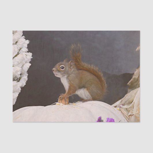 Woodland Squirrel op pompoen Tissuepapier (Voorkant)
