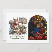 Woodland Squirrel Rustic Forest Christmas Photo Feestdagenkaart (Voorkant)