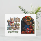 Woodland Squirrel Rustic Forest Christmas Photo Feestdagenkaart (Staand voorkant)