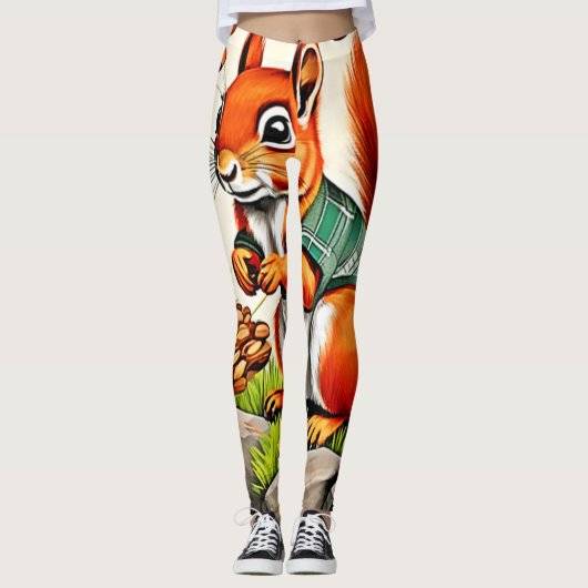 Woodland Squirrel Uitzicht Design Leggings (Voorkant)