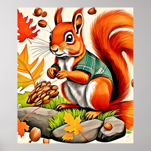 Woodland Squirrel Uitzicht Design Poster (Voorkant)