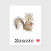 Woodland Squirrel Waterverf Sticker (Vel)