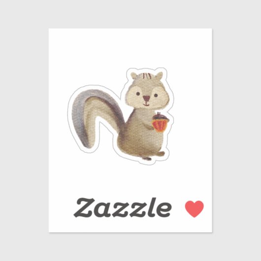 Woodland Squirrel Waterverf Sticker (Vel)