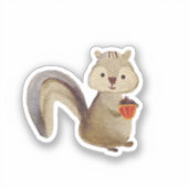 Woodland Squirrel Waterverf Sticker (Voorkant)