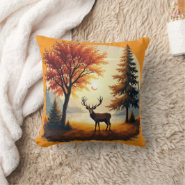 Woodland Stag Deer Kussen Hoesje, Cottage Decor