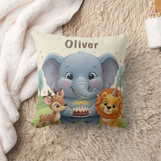 Woodland Storybook Animals Personalized Birthday Kussen (Deken)