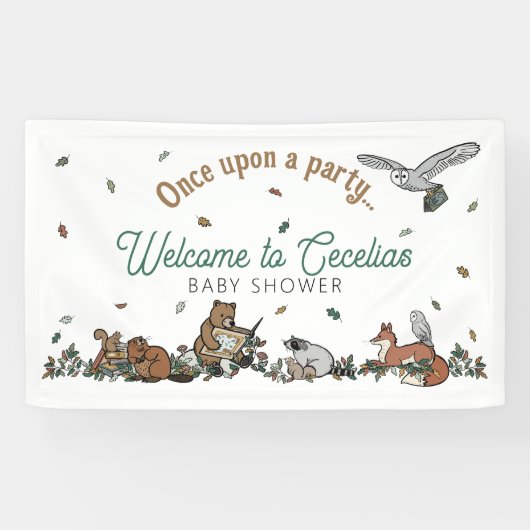 Woodland Storybook Baby shower Welkom Spandoek (Horizontaal)
