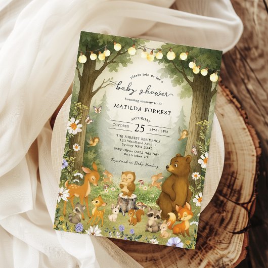 Woodland Storybook Forest Animals Baby shower Kaart