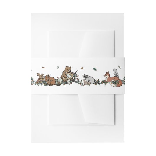 Woodland Storybook Forest Animals Baby shower Uitnodigingen Wikkel (Voorkant Voorbeeld)