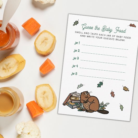 Woodland Storybook Guess the Food Baby shower Game Informatiekaartje
