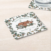 Woodland Storybook Herfst Fox Baby shower Kartonnen Onderzetters (Schuin)
