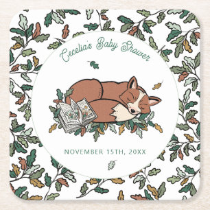 Woodland Storybook Herfst Fox Baby shower Kartonnen Onderzetters