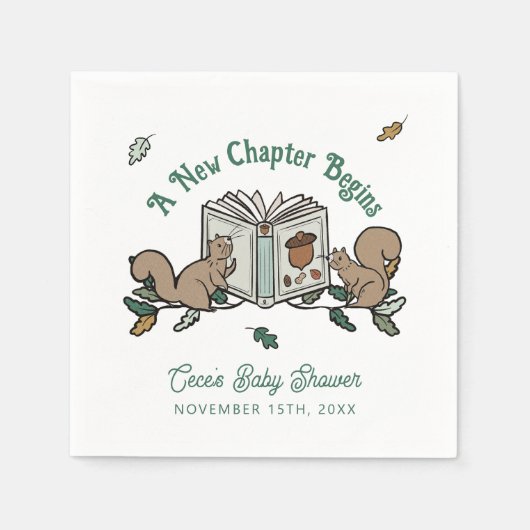 Woodland Storybook Nieuw hoofdstuk begint Baby sho Servet (Voorkant)