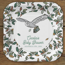 Woodland Storybook Uil Baby shower Papieren Bordje