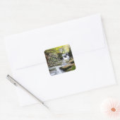 Woodland Stream met troostende Bijbelboodschap Rec Vierkante Sticker (Envelop)