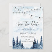 Woodland, String Lights, Waterverf sparen de datum Save The Date (Voorkant)