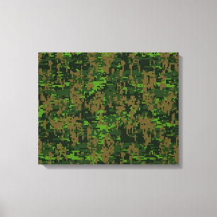 Woodland Style Digital Camouflage Accent Decor Canvas Afdruk
