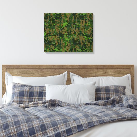 Woodland Style Digital Camouflage Accent Decor Canvas Afdruk (Insitu (Slaapkamer))