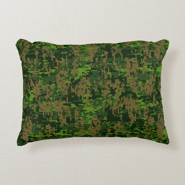 Woodland Style Digital Green Camouflage Accent Kussen (Voorkant)