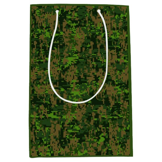 Woodland Style Digital Green Camouflage Accent Medium Cadeauzakje (Voorkant)