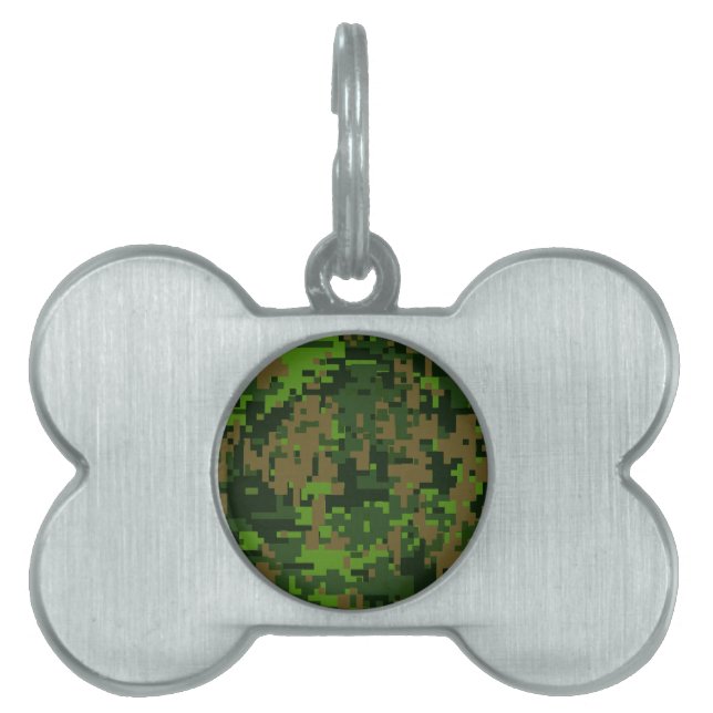 Woodland Style Digital Green Camouflage Decor Huisdieren Naamplaatje (voorkant)