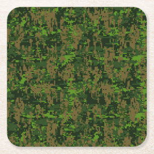 Woodland Style Digital Green Camouflage Decor Kartonnen Onderzetters