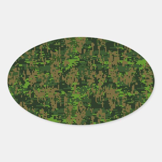 Woodland Style Green Digital Camouflage Ovale Sticker (Voorkant)