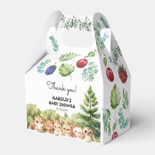 Woodland Summer Baby Boy Shower Bedankdoosjes (Voorkant Zijde)