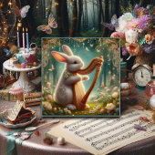Woodland Symphony Floral Bunny Art Nouveau Feestdagenkaart