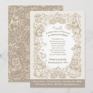 Woodland Tea Party — Verhaaltjes Konijn, Tuin Baby Kaart