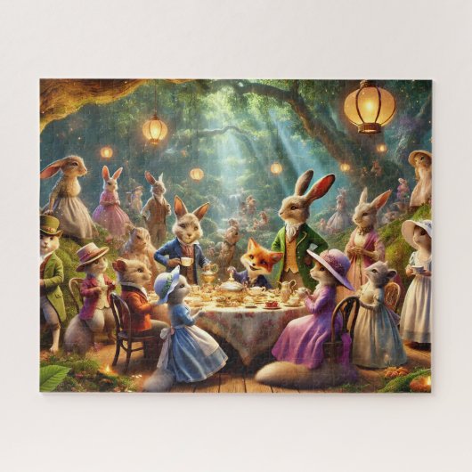 Woodland Tea Party Whimsical Forest Animals Legpuzzel (Horizontaal)