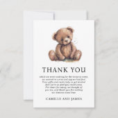 Woodland Teddy Bear Baby shower Dank u Bedankkaart (Voorkant)