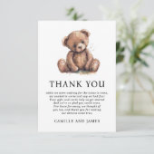 Woodland Teddy Bear Baby shower Dank u Bedankkaart (Staand voorkant)