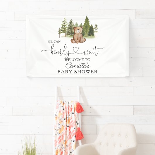Woodland Teddy Bear Baby shower Welcome Spandoek (Insitu)
