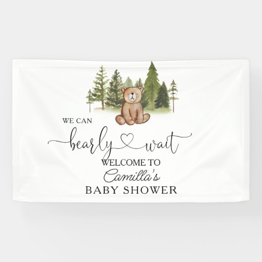 Woodland Teddy Bear Baby shower Welcome Spandoek (Horizontaal)