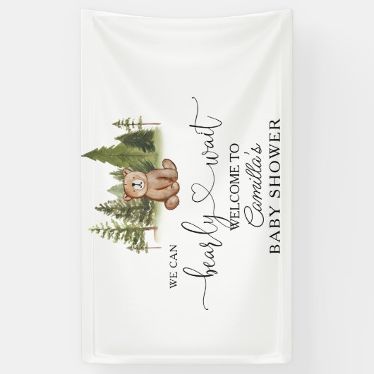 Woodland Teddy Bear Baby shower Welcome Spandoek (Verticaal)