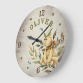 Woodland Teddy Bear Boy Baby Nursery Large Clock Grote Klok (Hoek)