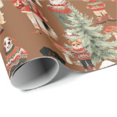 Woodland Terracotta Dog Christmas Cadeaupapier (Rol Hoek)