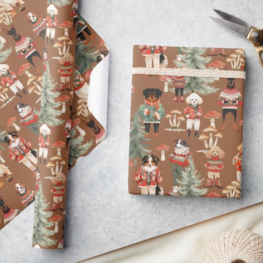 Woodland Terracotta Dog Christmas Cadeaupapier