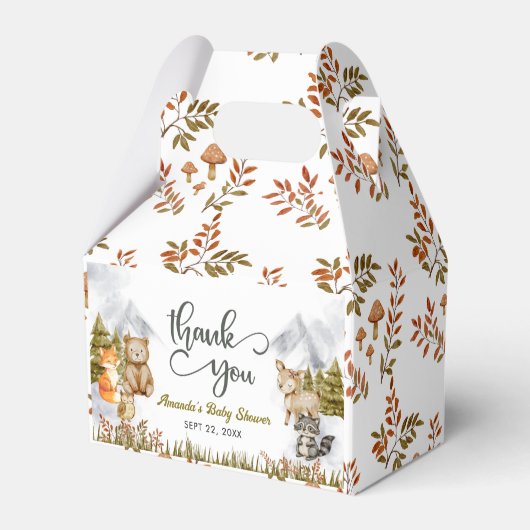 Woodland Thank You Forest Animals Baby Shower Bedankdoosjes (Achterkant)