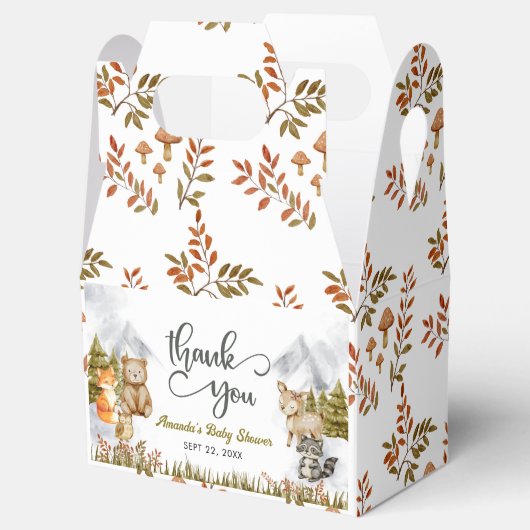 Woodland Thank You Forest Animals Baby Shower Bedankdoosjes (Geopend)