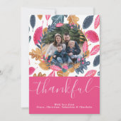 Woodland Thanksgiving Fotosjabloon Leefpatroon Feestdagenkaart (Voorkant)