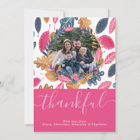 Woodland Thanksgiving Fotosjabloon Leefpatroon Feestdagenkaart (Voorkant)