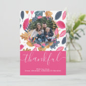 Woodland Thanksgiving Fotosjabloon Leefpatroon Feestdagenkaart (Staand voorkant)