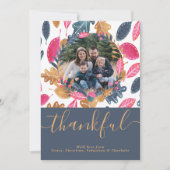 Woodland Thanksgiving Fotosjabloon Leefpatroon Feestdagenkaart (Voorkant)