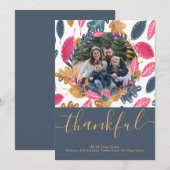 Woodland Thanksgiving Fotosjabloon Leefpatroon Feestdagenkaart (Voorkant / Achterkant)