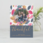 Woodland Thanksgiving Fotosjabloon Leefpatroon Feestdagenkaart (Staand voorkant)